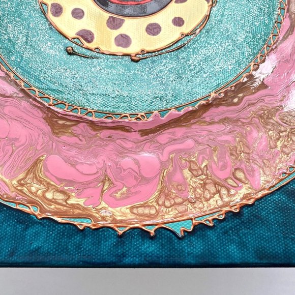 Original Art “Bullseye #31” Artwork Mixed Media Painting Frame Ready 12”x12” - Picture 4 of 5